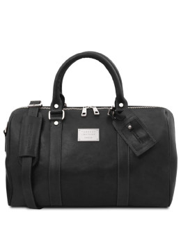 Дорожная кожаная сумка-даффл с карманом сзади - Малый размер  Tuscany TL141250 Voyager (Черный)