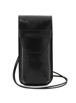 Эксклюзивный кожаный футляр для Очков/Смартфона Большой размер TL141321 (Черный)