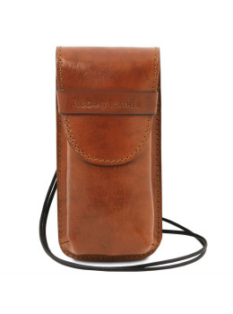 Эксклюзивный кожаный футляр для Очков/Смартфона Большой размер TL141321 (Мед)