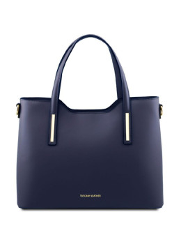 Сумка тоут (тоте) через плечо женская кожаная OLIMPIA Tuscany TL141412 (Темно-синий)