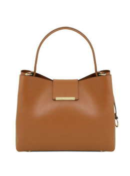 Женская сумка тоут из сафьяновой кожи Clio Tuscany TL141690 (Коньяк)