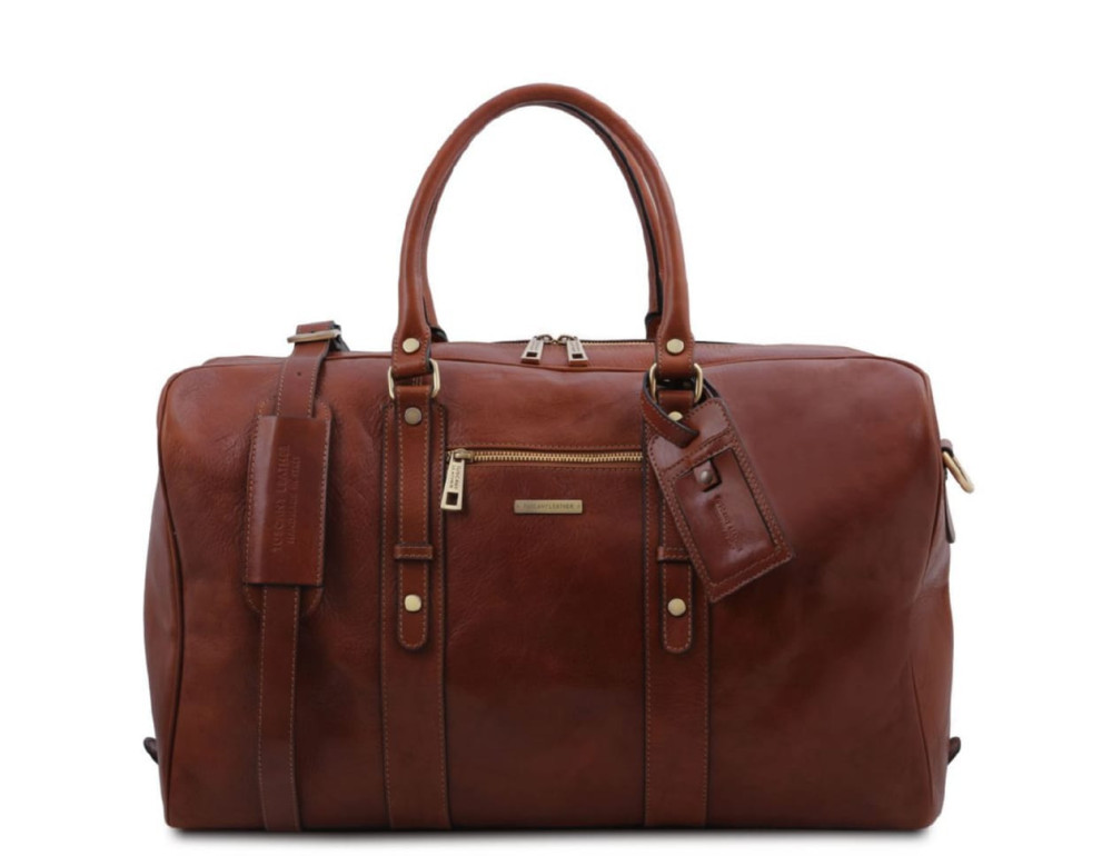 Кожаная дорожная сумка с фронтальным карманом Tuscany Leather TL Voyager TL142140 (коричневая) - Фото № 1