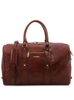Кожаная дорожная сумка с фронтальным карманом Tuscany Leather TL Voyager TL142140 (коричневая)