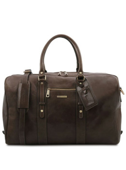 Дорожная сумка кожаная с фронтальным карманом TL Voyager Tuscany TL142140 (Темно-коричневый)