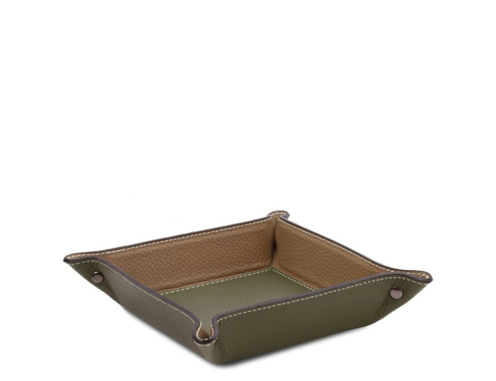 Шкіряний лоток для паперів та речей офісний Tuscany TL142159 (Olive Green) - Фотографія № 1