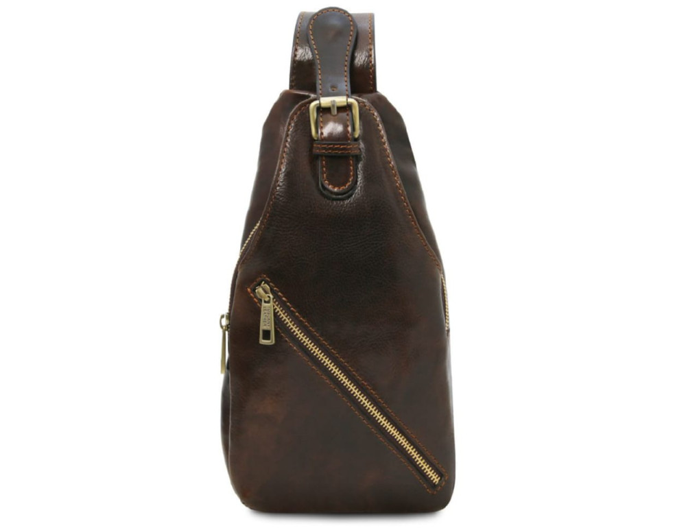 Шкіряна сумка слінг нагрудна кроссовер crossover bag Tuscany TL142195 (Темно-коричневий) - Фотографія № 1