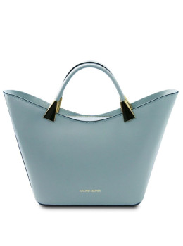 Женская итальянская кожаная сумка тоут Tuscany TL142287 Light Blue (Светло-голубой)