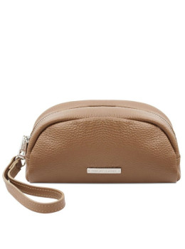 Косметичка, невеликий шкіряний несесер жіночий Tuscany TL142314 (Taupe)