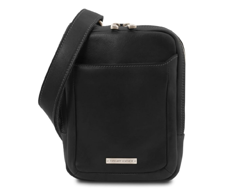 Чоловіча шкіряна сумка через плече Tuscany Leather TL142428 Mark (чорна) - Фотографія № 1
