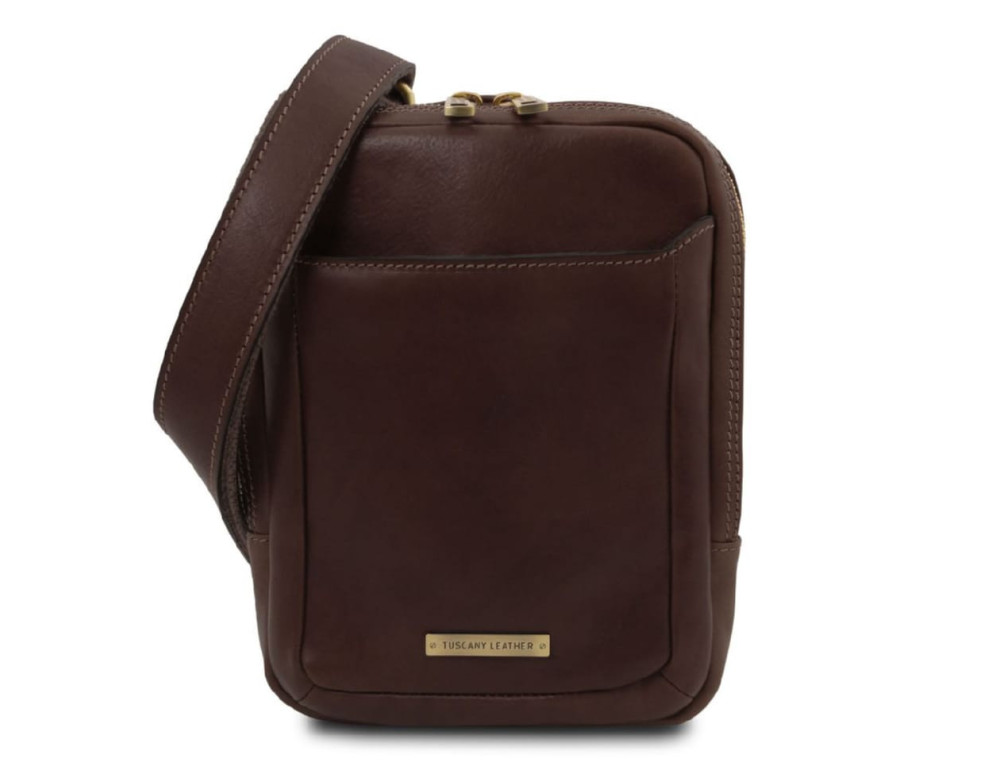 Чоловіча шкіряна сумка через плече Tuscany Leather TL142428 Mark (темно-коричнева) - Фотографія № 1