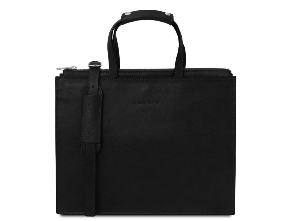 Жіночий шкіряний портфель на три відділення Palermo Tuscany TL142452 (Чорний) - Фотографія № 1