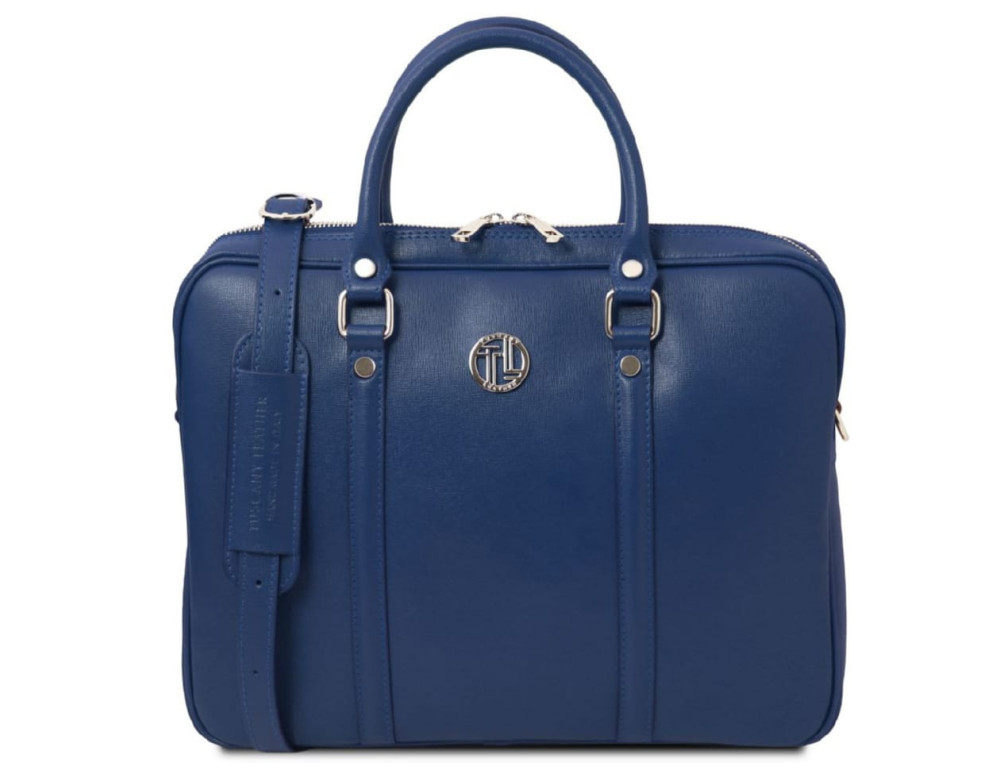 Экслюзивный портфель для ноутбука из сафьяновой кожи Prato Tuscany TL142453 DARK BLUE - Фото № 1