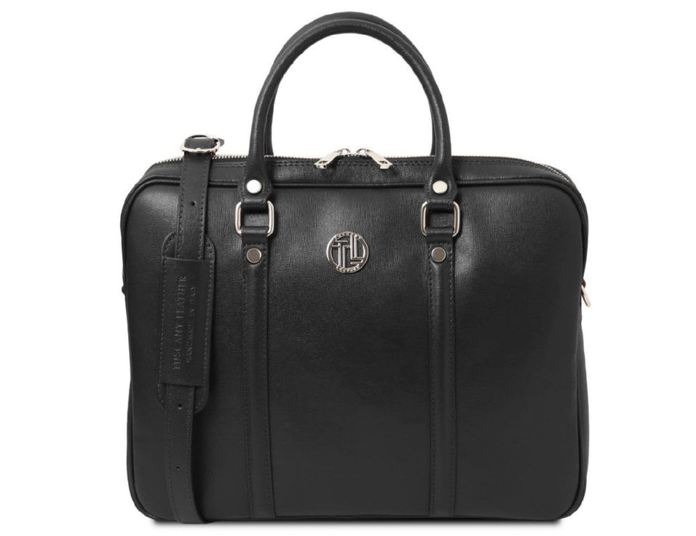 Экслюзивный портфель для ноутбука из сафьяновой кожи Prato Tuscany TL142453 Black (Черный) - Фото № 1