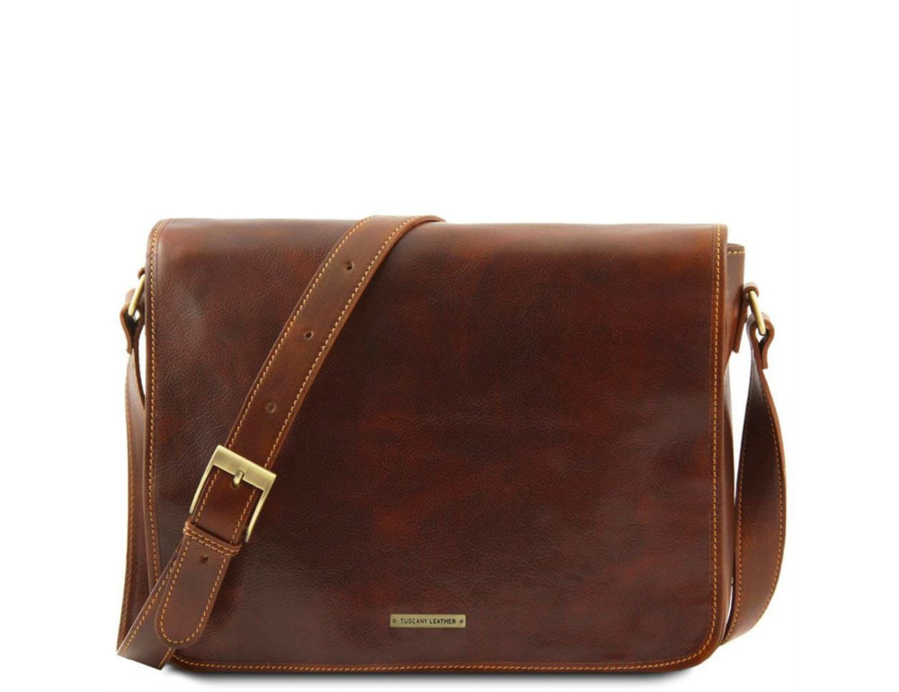 Чоловічий шкіряний месенджер Tuscany Leather Messenger Double TL90475 (Коричневий) - Фотографія № 1