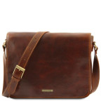 Чоловічий шкіряний месенджер Tuscany Leather Messenger Double TL90475 (Коричневий) - Фотографія № 100