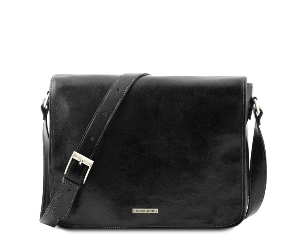 Чоловічий шкіряний месенджер Tuscany Leather Messenger Double TL90475 (Чорний) - Фотографія № 1 Чоловічий шкіряний месенджер Tuscany Leather Messenger Double TL90475 (Чорний) - Фотографія № 1