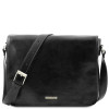 Чоловічий шкіряний месенджер Tuscany Leather Messenger Double TL90475 (Чорний) Чоловічий шкіряний месенджер Tuscany Leather Messenger Double TL90475 (Чорний)