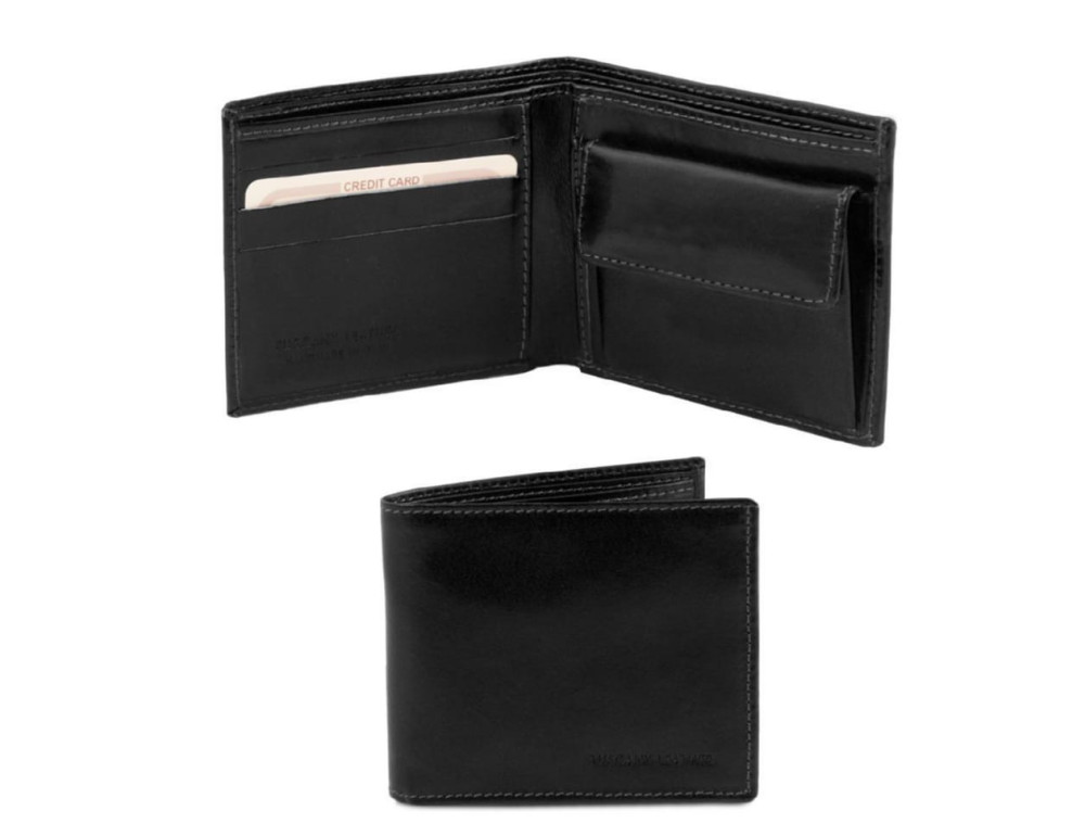 Ексклюзивний шкіряний гаманець чоловічий з монетником Tuscany Leather TL140761 (Чорний) - Фотографія № 1