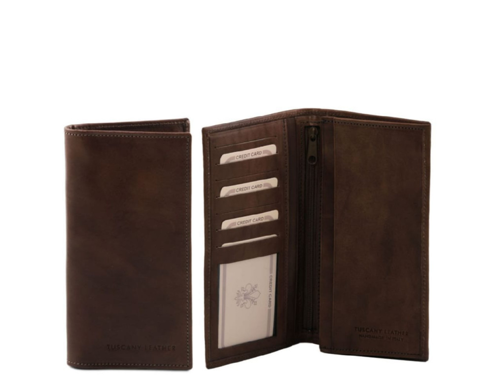 Чоловічий шкіряний гаманець подвійного додавання Tuscany Leather TL140777 (Темно-коричневий) - Фотографія № 1