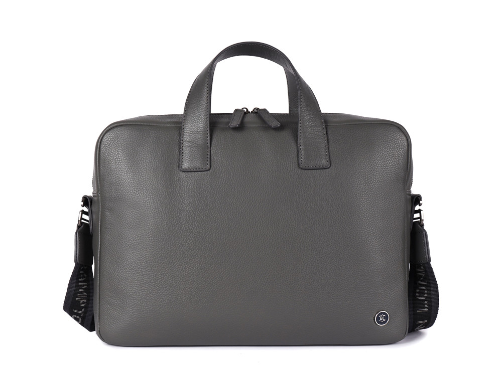 Стильная кожаная сумка для ноутбука 14" Brampton London Maven (Серая) — модель 64273 GREY - Фото № 2