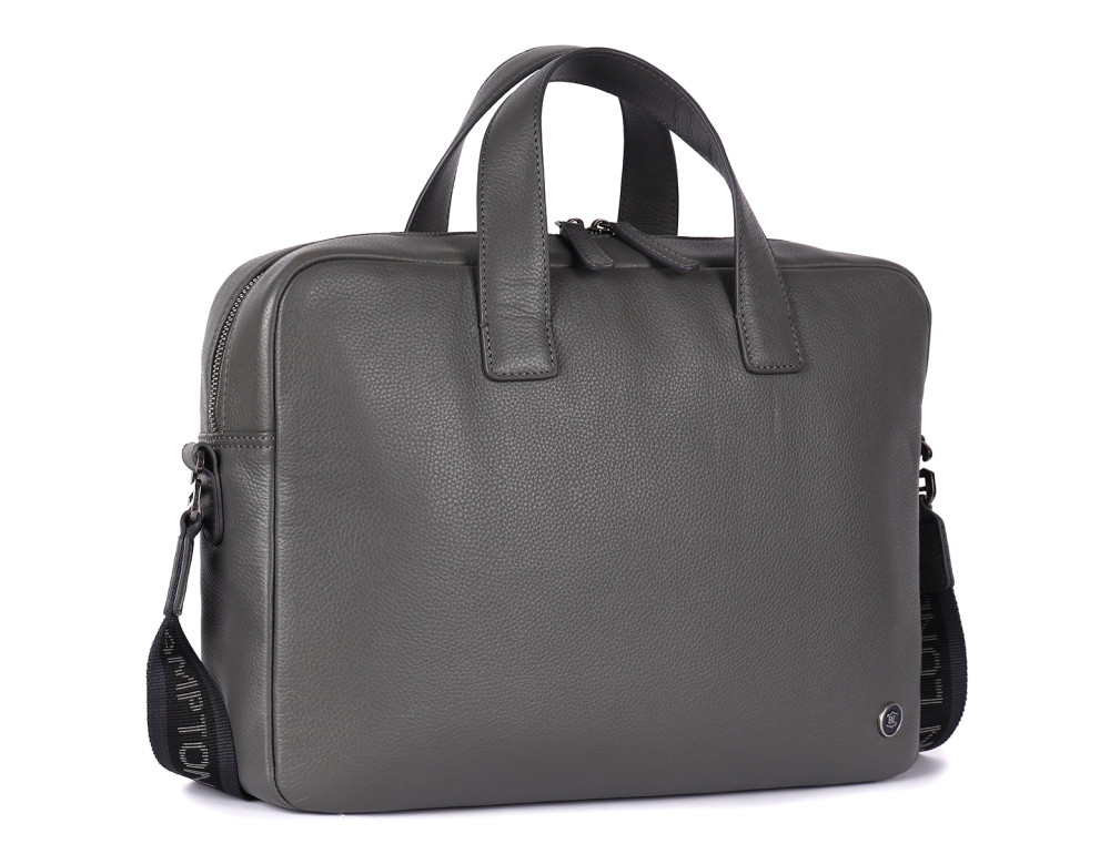 Стильная кожаная сумка для ноутбука 14" Brampton London Maven (Серая) — модель 64273 GREY - Фото № 3