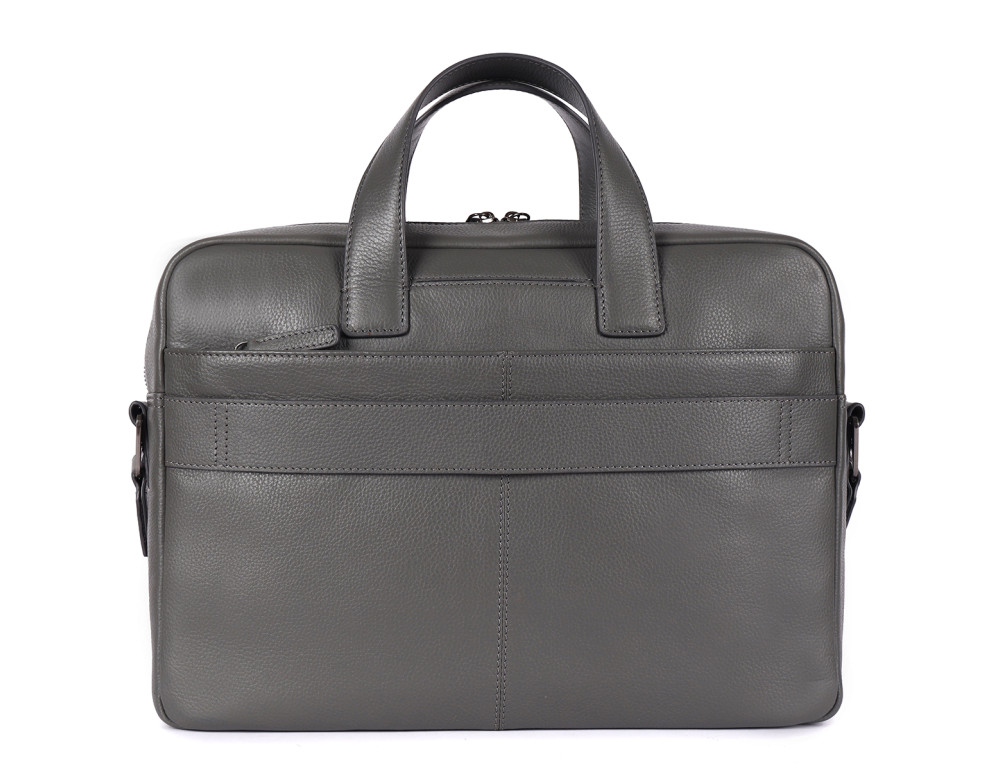 Стильная кожаная сумка для ноутбука 14" Brampton London Maven (Серая) — модель 64273 GREY - Фото № 4