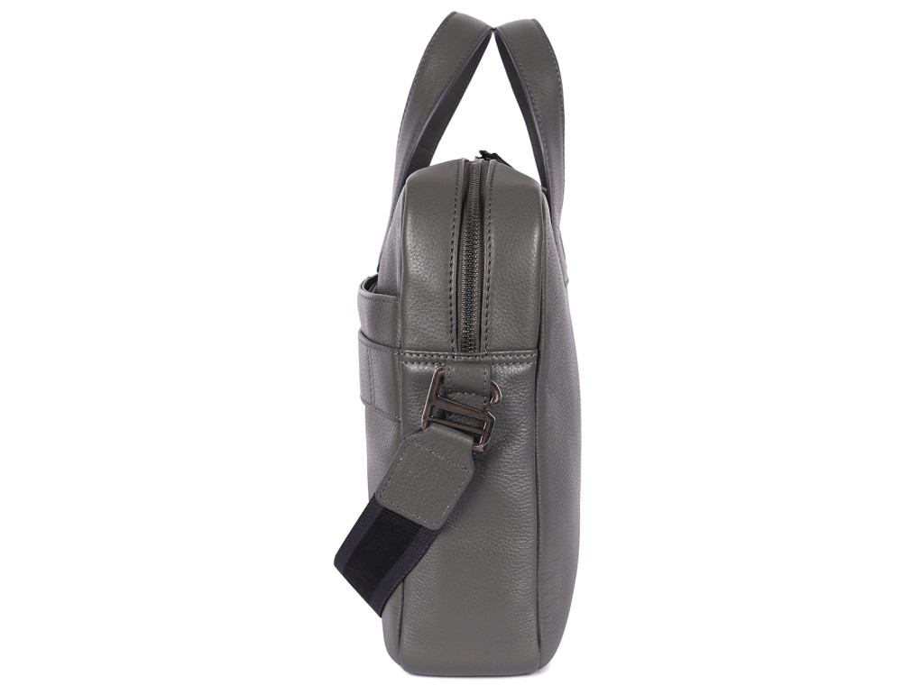 Стильная кожаная сумка для ноутбука 14" Brampton London Maven (Серая) — модель 64273 GREY - Фото № 5