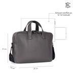 Стильная кожаная сумка для ноутбука 14" Brampton London Maven (Серая) — модель 64273 GREY - Фото № 108