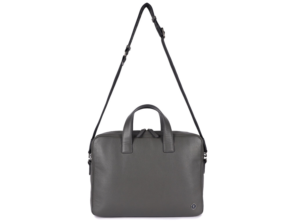 Стильная кожаная сумка для ноутбука 14" Brampton London Maven (Серая) — модель 64273 GREY - Фото № 10