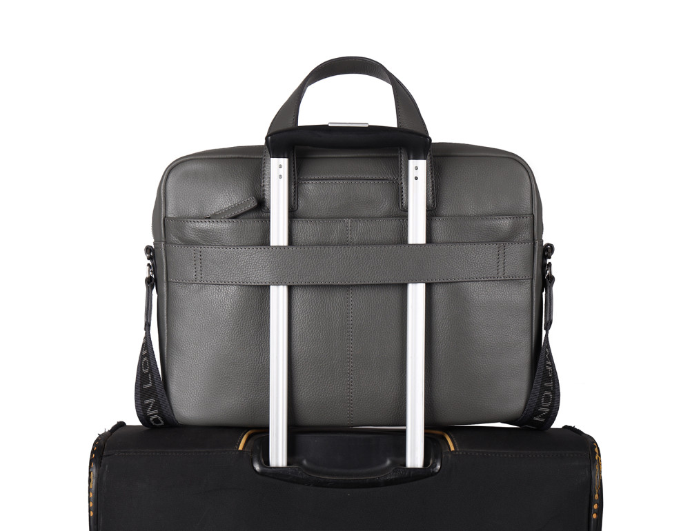 Стильная кожаная сумка для ноутбука 14" Brampton London Maven (Серая) — модель 64273 GREY - Фото № 13