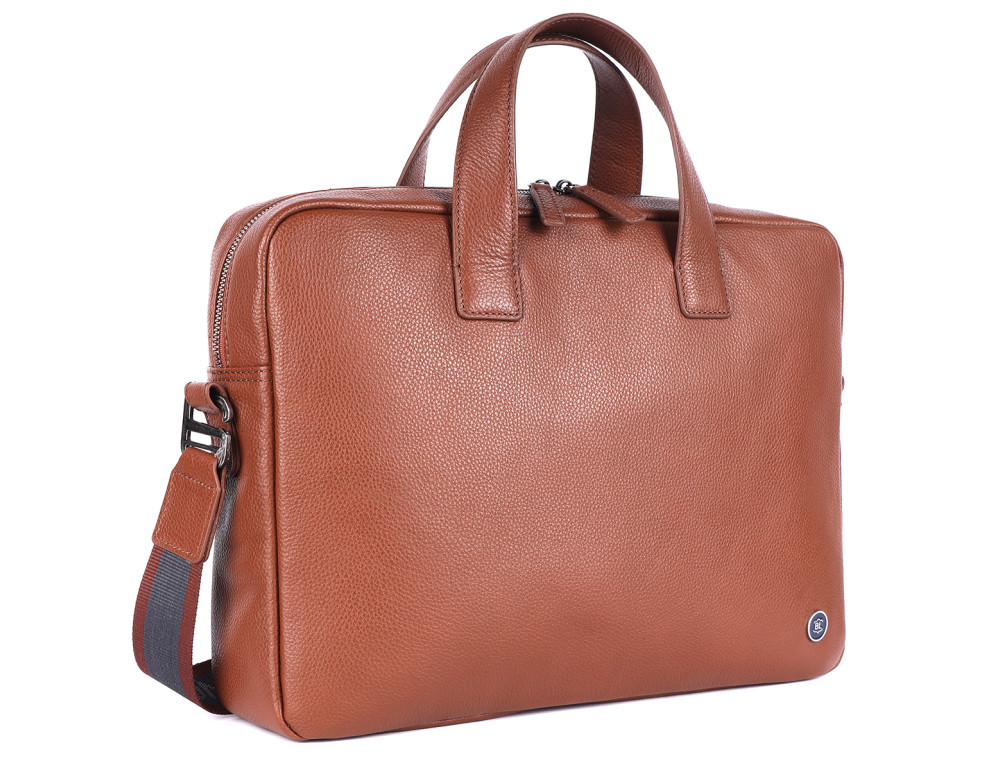 Стильна шкіряна сумка для ноутбука 14" Brampton London Maven Tan — модель 64273 TAN - Фотографія № 3