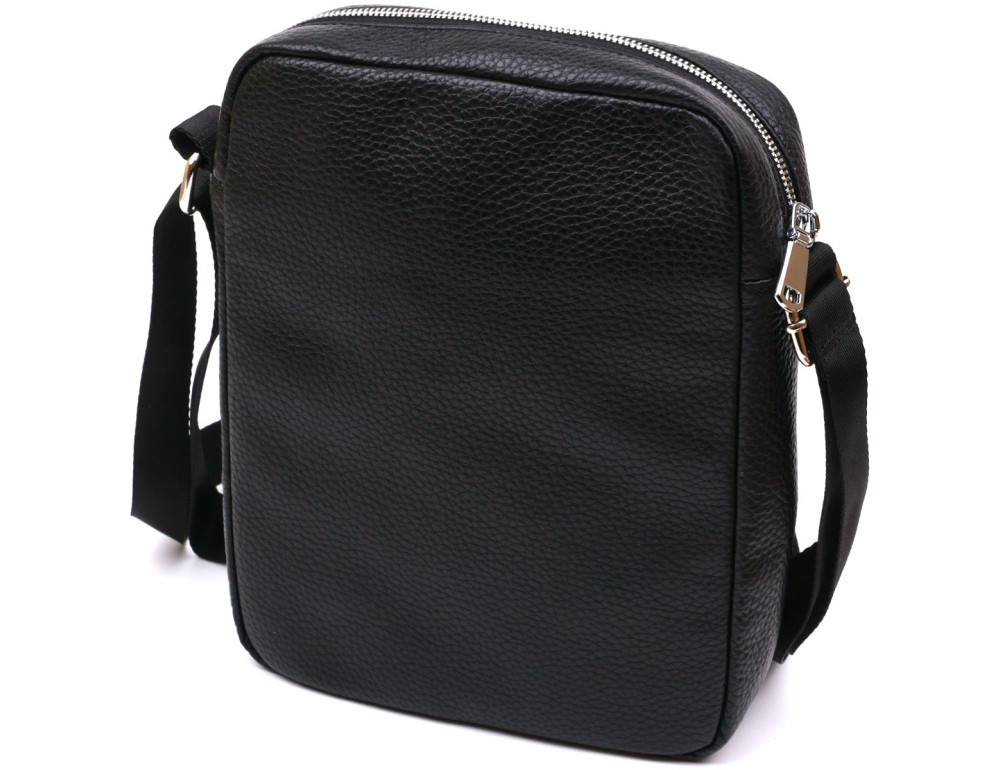 Чёрная кожаная сумка мессенджер Shvigel leather 16334 - Фото № 2