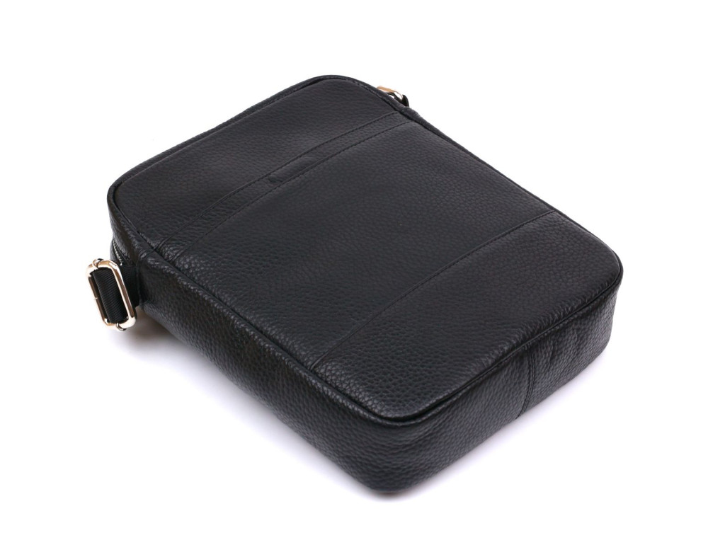 Чёрная кожаная сумка мессенджер Shvigel leather 16334 - Фото № 3