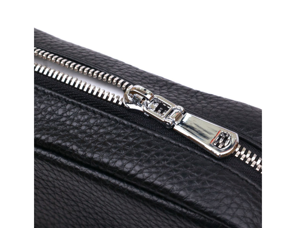 Чёрная кожаная сумка мессенджер Shvigel leather 16334 - Фото № 6