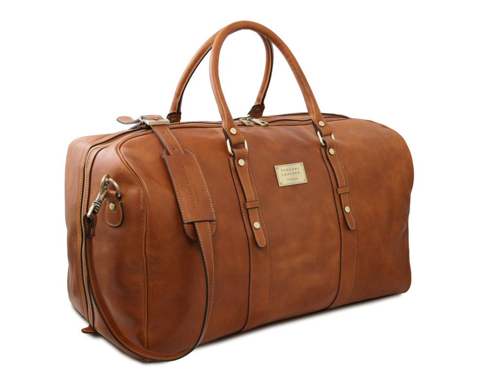 Дорожная кожаная сумка weekender Tuscany Leather Francoforte TL142338 (тёмно-коричневая) - Фото № 2