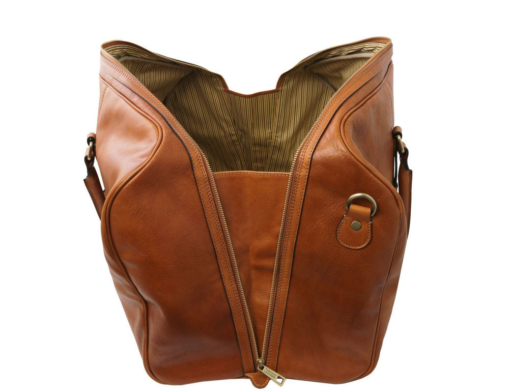 Дорожная кожаная сумка weekender Tuscany Leather Francoforte TL142338 (тёмно-коричневая) - Фото № 5