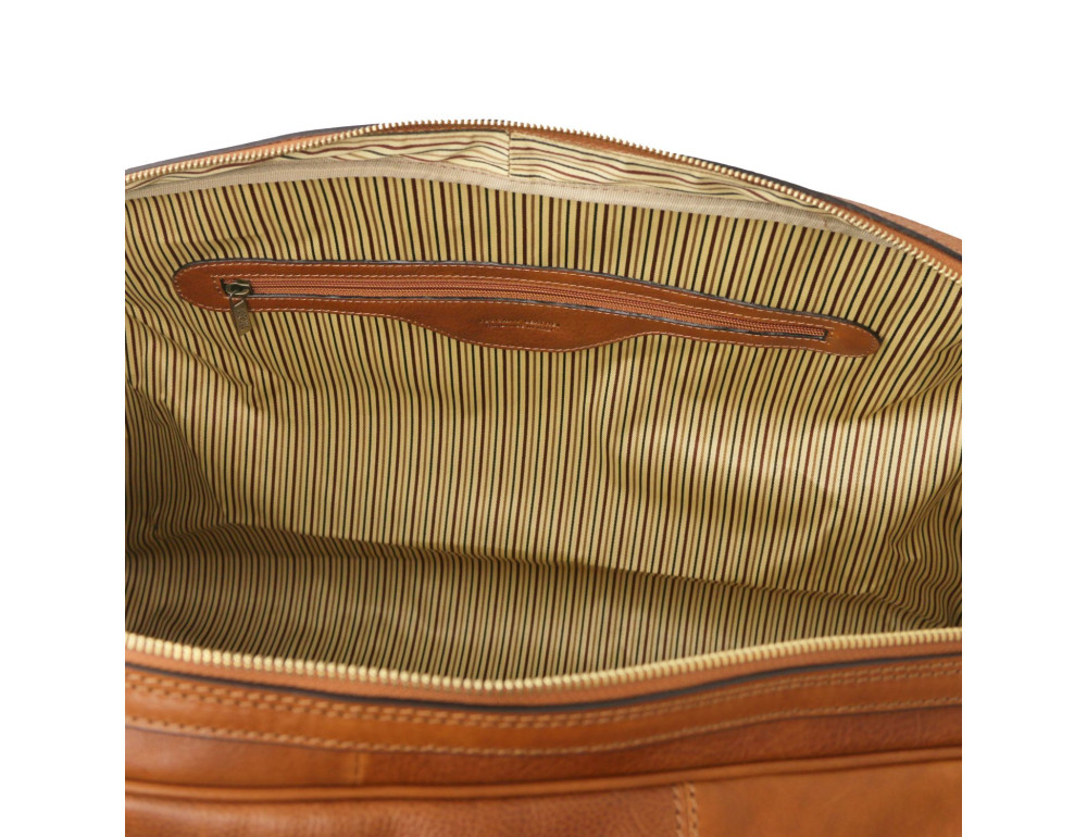 Дорожная кожаная сумка weekender Tuscany Leather Francoforte TL142338 (тёмно-коричневая) - Фото № 6