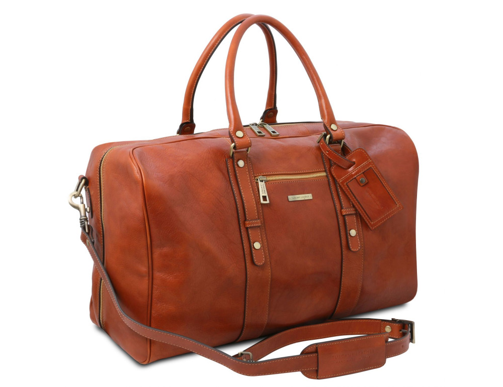 Кожаная дорожная сумка с фронтальным карманом Tuscany Leather TL Voyager TL142140 (коричневая) - Фото № 2