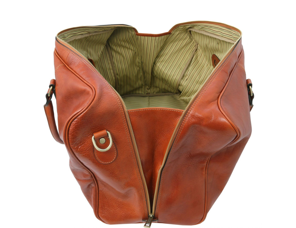 Кожаная дорожная сумка с фронтальным карманом Tuscany Leather TL Voyager TL142140 (коричневая) - Фото № 6