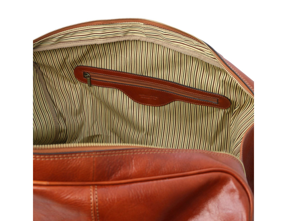Кожаная дорожная сумка с фронтальным карманом Tuscany Leather TL Voyager TL142140 (коричневая) - Фото № 8