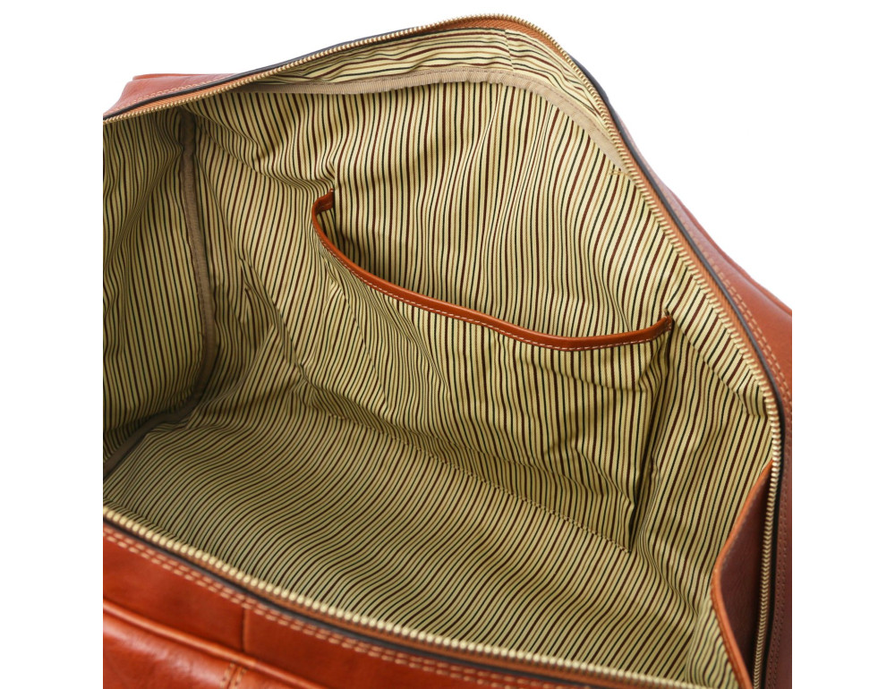 Кожаная дорожная сумка с фронтальным карманом Tuscany Leather TL Voyager TL142140 (коричневая) - Фото № 9