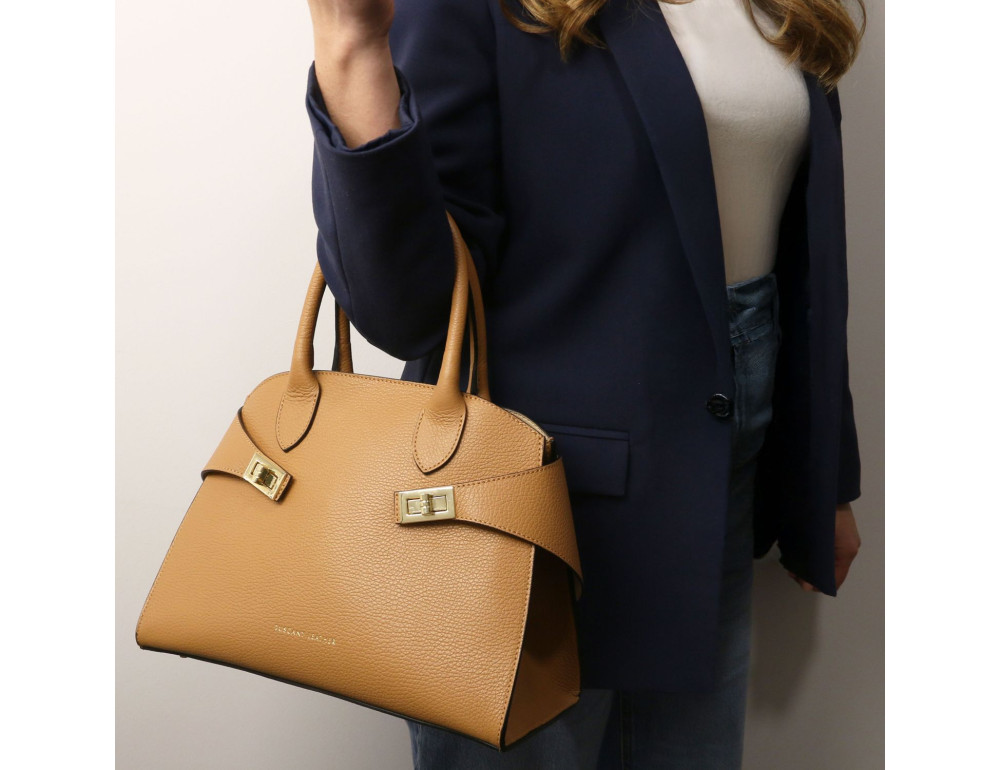 Шкіряна сумка Coccola Tuscany Leather TL142421 (чорна) - Фотографія № 8