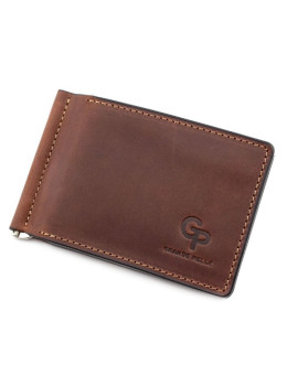 Коньячный кожаный зажим для денег с монетницой Grande Pelle 125123