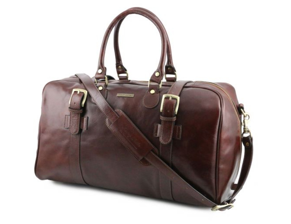 Коричнева шкіряна дорожня сумка Tuscany Leather TL141248 Brown Voyager - Фотографія № 2