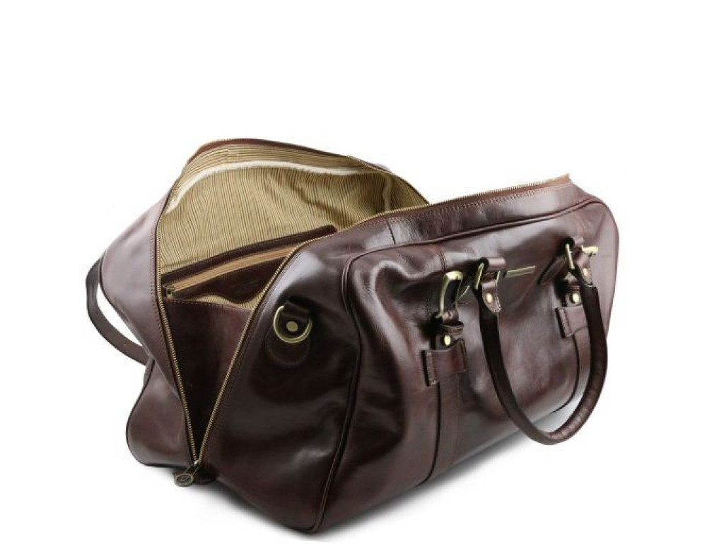 Коричнева шкіряна дорожня сумка Tuscany Leather TL141248 Brown Voyager - Фотографія № 7