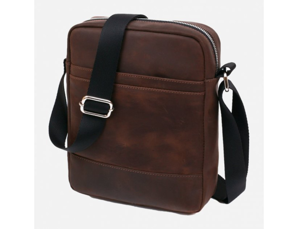 Коричневая кожаная сумка мессенджер Shvigel leather 16332 - Фото № 1 Коричневая кожаная сумка мессенджер Shvigel leather 16332 - Фото № 1
