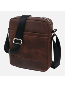 Коричневая кожаная сумка мессенджер Shvigel leather 16332
