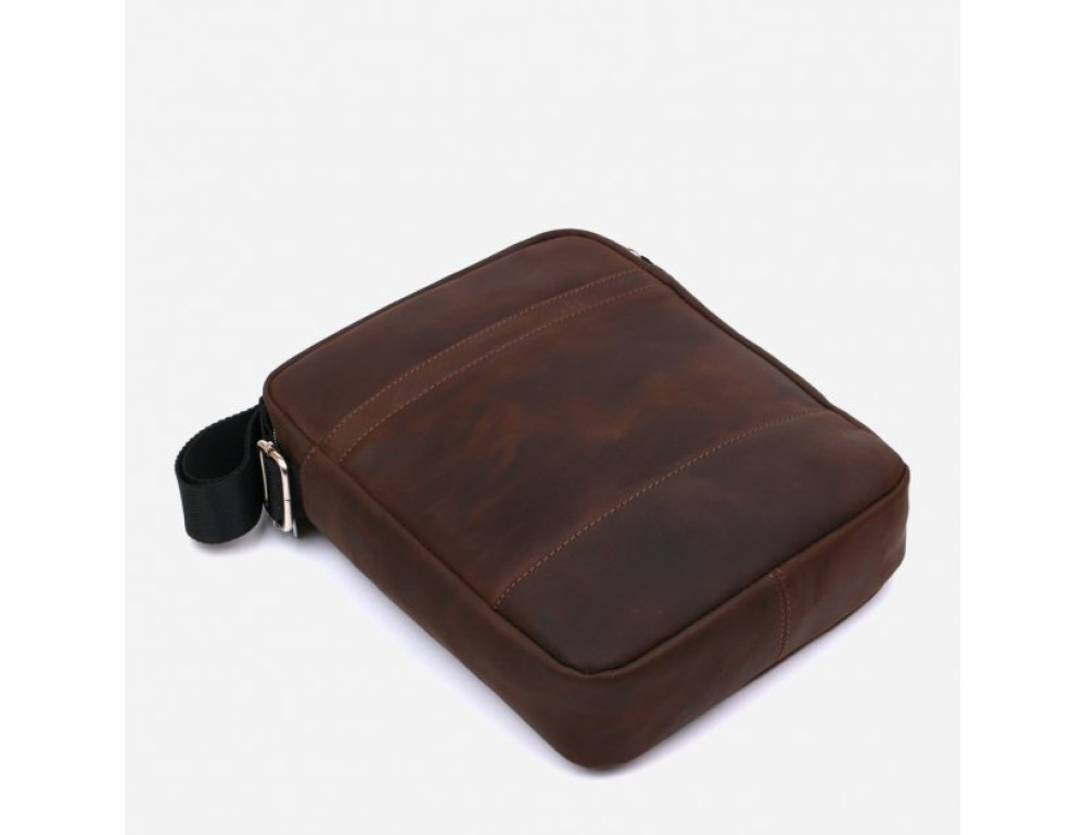 Коричневая кожаная сумка мессенджер Shvigel leather 16332 - Фото № 3