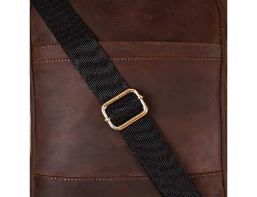 Коричневая кожаная сумка мессенджер Shvigel leather 16332 - Фото № 8