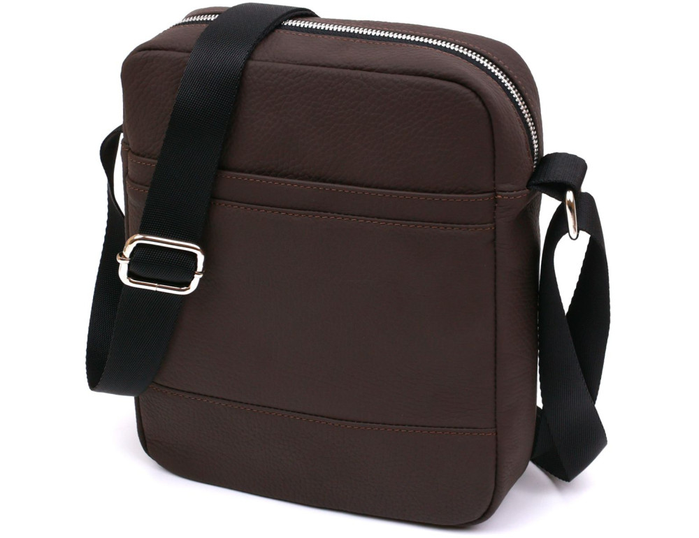 Коричневая кожаная сумка мессенджер Shvigel leather 16335 - Фото № 1 Коричневая кожаная сумка мессенджер Shvigel leather 16335 - Фото № 1